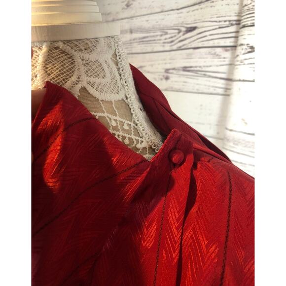 NWT Vintage David Matthew Red blouse with side necktie size 16 - Picture 8 of 12
